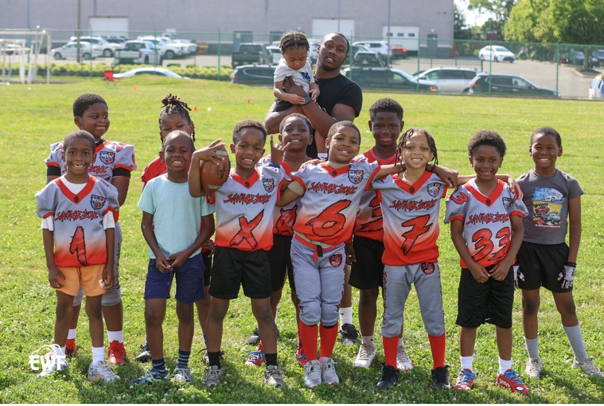 Young flag football team group photo